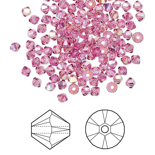 Bead 1440pk rose AB, Swarovski® 3mm XILION bicone 5328 image number 0