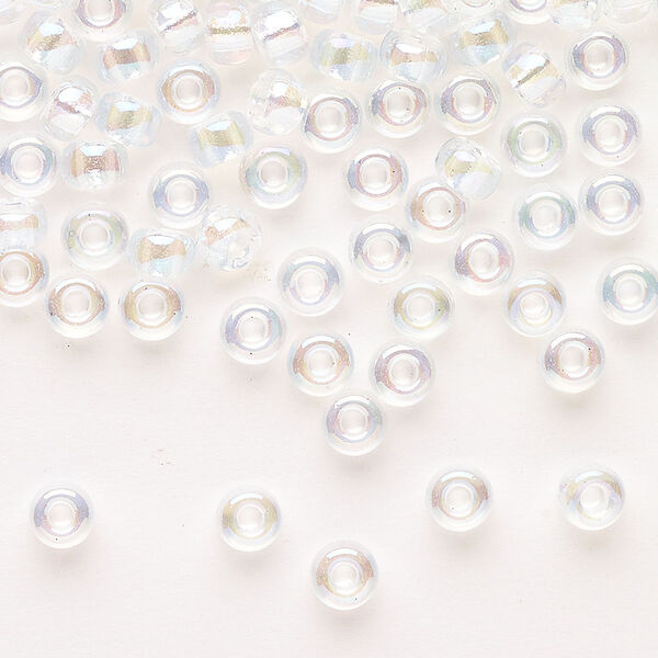 Seed bead, Miyuki, glass, pkg/25g, #6 rocaille, translucent rainbow crystal clear, (RR-250). image number 0