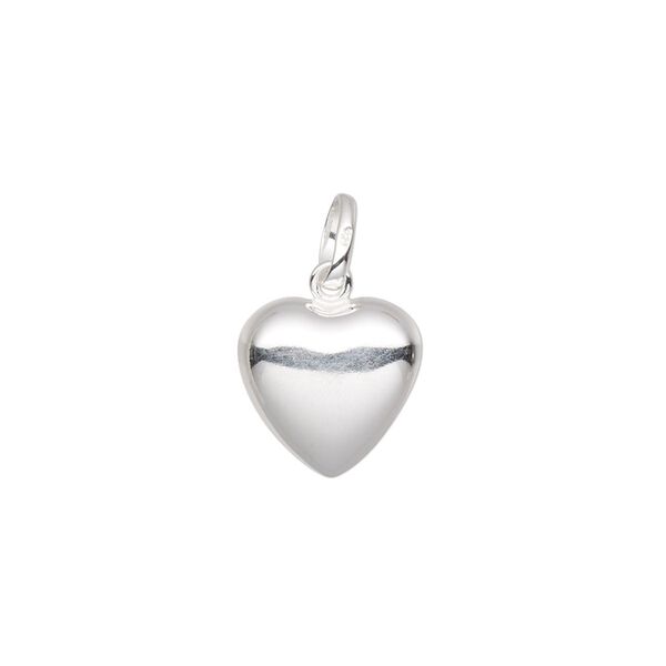 Charm, sterling silver, 12mm puffed heart. Sold per pkg of 2. image number 0