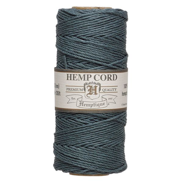 Cord, Hemptique®, polished hemp, emerald, 1mm, 20-pound test. Sold per 205-foot spool. image number 0
