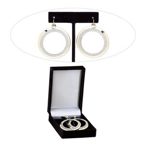 Earring, Czech glass rhinestone with gold-finished brass and steel, clear with silver-colored glitter, 2-1/4 inches with two-tone round donut and fishhook ear wire. Sold per pair.