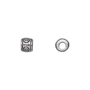 Bead, antique silver-plated "pewter" (zinc-based alloy), 6mm drum. Sold per pkg of 50.