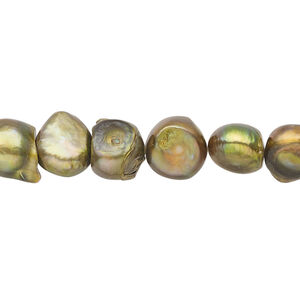 Freshwater pearl 1pkg1, flat-sided potato, 15.5-16 inch iris bronze 9-12mm cultured