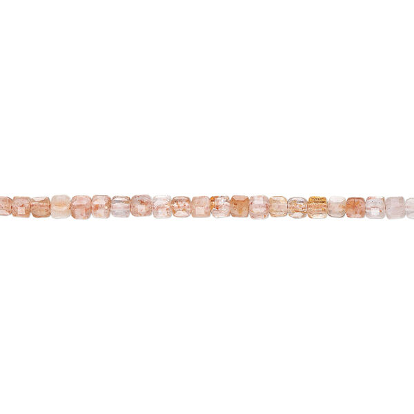 Bead, sunstone (natural), 2-2.5mm faceted cube, B grade, Mohs hardness 6 to 6-1/2. Sold per 15-1/2" to 16" strand. image number 0