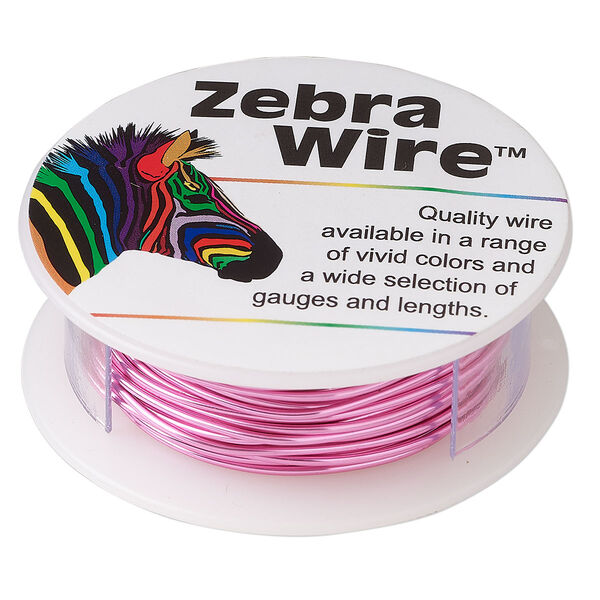 Wire, Zebra Wire™, color-coated copper, pink, round, 18 gauge. Sold per 10-yard spool. image number 0