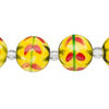 Bead, glass 1pkg8, multicolored, 14mm round with hand-painted flower. image number 0