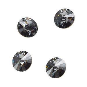 Chaton 4pk crystal silver night foil back, Crystal Passions® 10.54-10.91mm rivoli SS47 1122