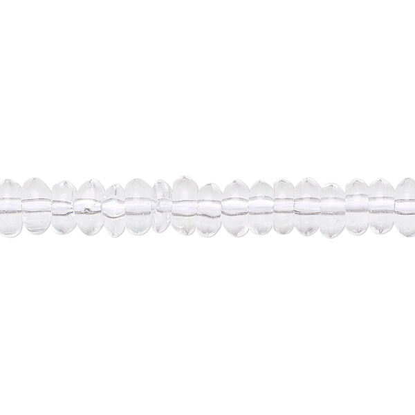 Bead, quartz crystal (natural), 6x3mm hand-cut rondelle, B grade, Mohs hardness 7. Sold per 15" to 16" strand. image number 0