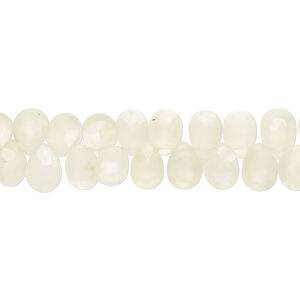 Prehnite 1pkg1, matte hand-cut top-drilled faceted puffed teardrop bead natural 7 inch 6x4mm-8x5mm