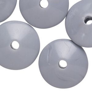 Bead, vintage German acrylic, opaque grey, 24x11mm-24x12mm saucer with 4mm hole. Sold per pkg of 12.