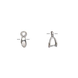 Bail, ice-pick, antique silver-plated brass, 6x2mm plain teardrop, 4mm grip length. Sold per pkg of 2.