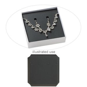 Box insert, paper, black, 3-1/2 x 3-1/2 x 3/4 inch square earring and necklace card. Sold per pkg of 10.