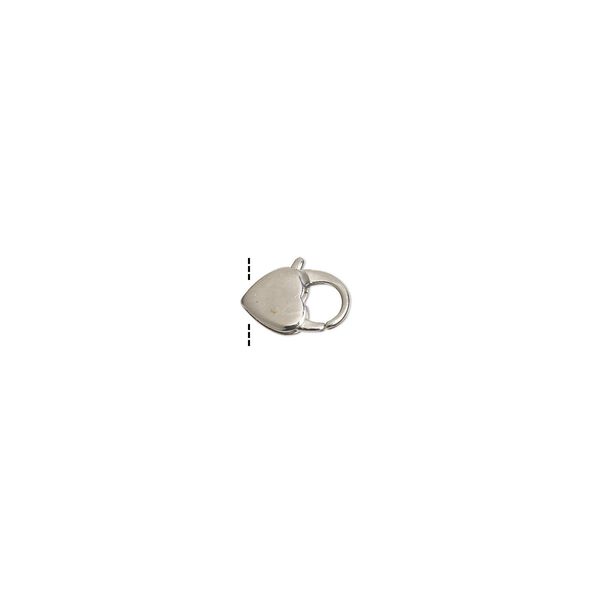Clasp, lobster claw, stainless steel, 16x10mm heart. Sold individually. image number 0