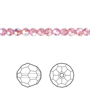 Bead 12pk rose AB, Crystal Passions® 4mm round 5000