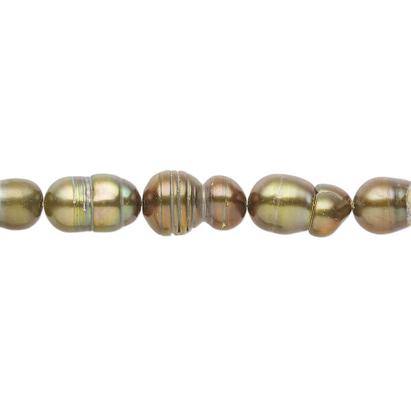 Freshwater pearl 1pkg1, rice, 15 inch iris bronze 9x4mm-18x7mm cultured image number 0