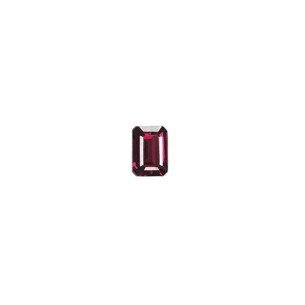 Rhodolite garnet 1pkg1, hand-cut faceted emerald-cut gem natural 7x5mm image number 0