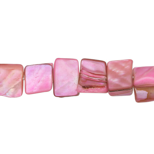Mother-of-pearl shell 1pkg1, triangle tube bead 14 inch bright pink 6x6mm-13x9mm image number 0