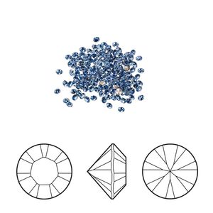 Chaton 12pk sapphire foil back, Crystal Passions® 1.3-1.35mm round PP6 1028