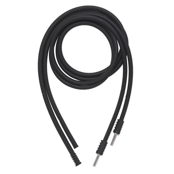 Necklace cord, silicone and stainless steel, black, 3mm wide, 20 inches with hidden clasp. Sold per pkg of 2. image number 0