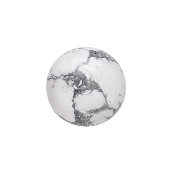 Cabochon, white howlite (natural), 20mm calibrated round, B grade, Mohs hardness 3 to 3-1/2. Sold per pkg of 2. image number 0