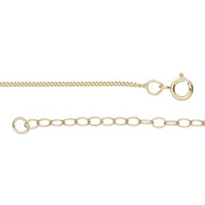 Chain 1pkg1 14Kt gold-filled curb, 1mm / springring clasp, Gossamer™ 18 inch