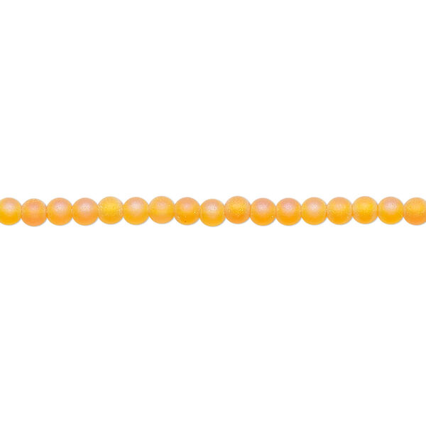 Bead, glass, translucent matte orange AB, 2.5mm round. Sold per 15-1/2 to 16-inch strand. image number 0