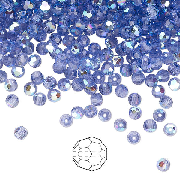 Bead 720pk tanzanite AB, Preciosa Czech crystal 3mm round image number 0