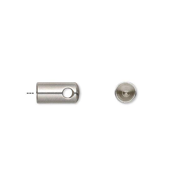 Cord end, glue-in, stainless steel, 10x5mm with 4mm inside diameter. Sold per pkg of 10. image number 0