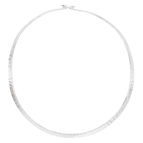 Neckwire, silver-plated steel, 5mm flat hammered, 17 inches with hook clasp. Sold individually. image number 0