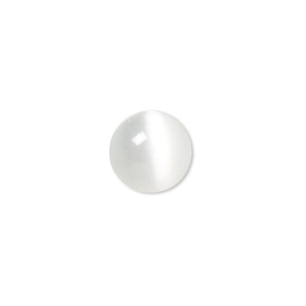 Cabochon, cat's eye glass (fiber optic glass), white, 12mm calibrated round, quality grade. Sold per pkg of 10. image number 0