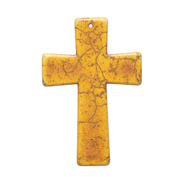 "Magnesite" / resin 1pkg1, top-drilled cross focal burnt orange / brown 60x40mm image number 1