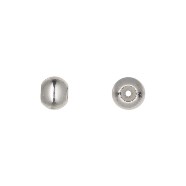 Bead keeper, stainless steel and silicone, clear, 8mm round, fits 1.5mm chain or cord. Sold per pkg of 4. image number 0
