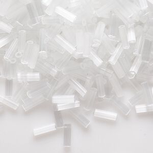 Bead, Preciosa Ornela Czech glass, bugle bead, pkg/50g, #3, satin opaque white, (05051).