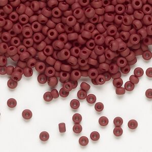 Seed bead, Miyuki, glass, pkg/250g, #8 rocaille, opaque matte currant, (RR-419F).