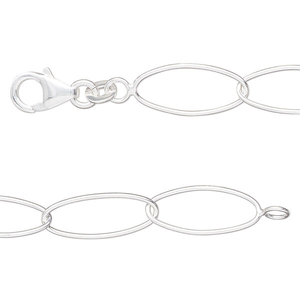Sterling silver 1pkg1, oval chain 16 inch 8mm image number 0