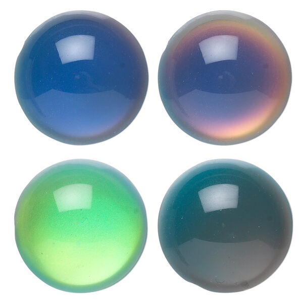 Cabochon, acrylic, multicolored, 20mm color-changing non-calibrated round. Sold per pkg of 4. image number 0