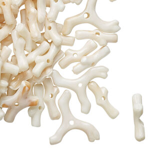 Bead, vintage German acrylic, marbled white and orange, 12x5mm-17x14mm branch. Sold per pkg of 100.