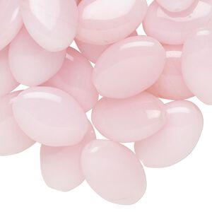 Bead, Czech pressed glass, translucent candy pink, 16x11mm-16x12mm puffed oval. Sold per 2-ounce pkg, approximately 43 beads.