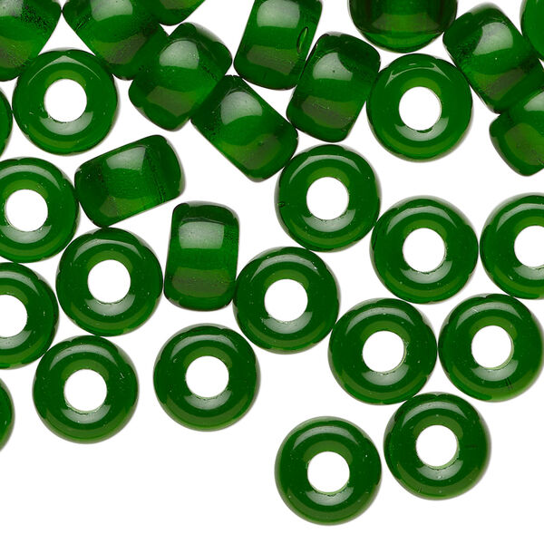 Bead 1pkg60, Czech pressed glass, transparent emerald green, 9x6mm crow. image number 0