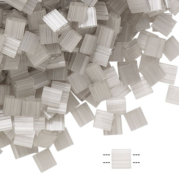 Seed bead, TILA®, glass, pkg/10g, 5mm full tila square, translucent silk luster grey, (TL-2598). image number 0