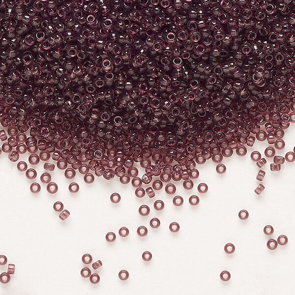 Seed bead, Miyuki, glass, pkg/250g, #15 rocaille, transparent dark smoky amethyst (RR-153). image number 0