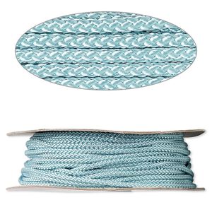 Cord, nylon, turquoise blue, 3mm round. Sold per 100-foot spool.