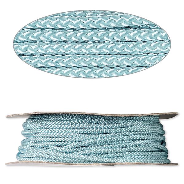 Cord, nylon, turquoise blue, 3mm round. Sold per 100-foot spool. image number 0