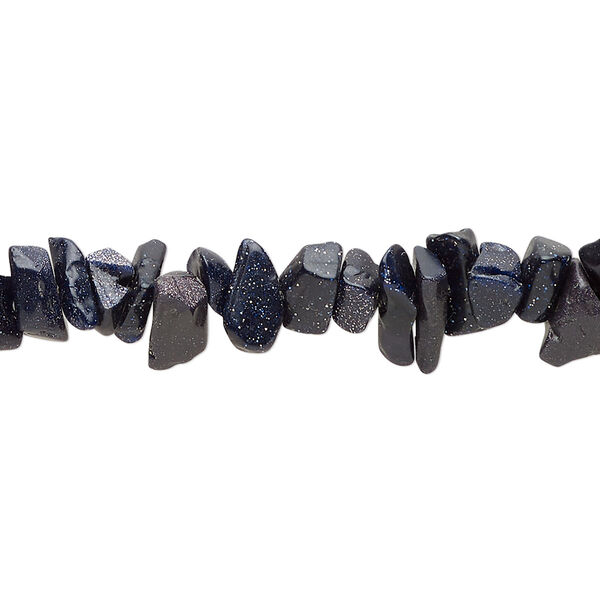 Bead, blue goldstone (manmade), opaque, small to large chip. Sold per 35-inch strand. image number 0