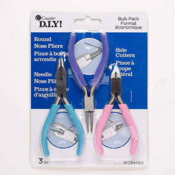 Pliers assortment high carbon steel plastic 3pk, silver finish mixed colors image number 0