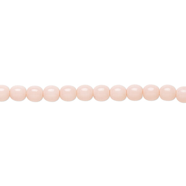 Bead, Czech dipped décor glass druk, opaque light pink, 4mm round. Sold per 15-1/2" to 16" strand. image number 0