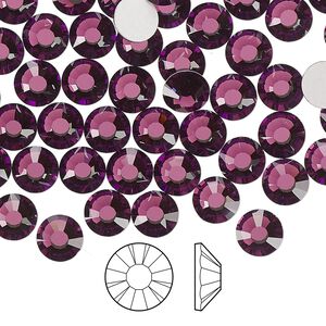 Flat back 24pk amethyst foil back, Preciosa MAXIMA Czech crystal rhinestone 6.3-6.5mm chaton rose round SS30