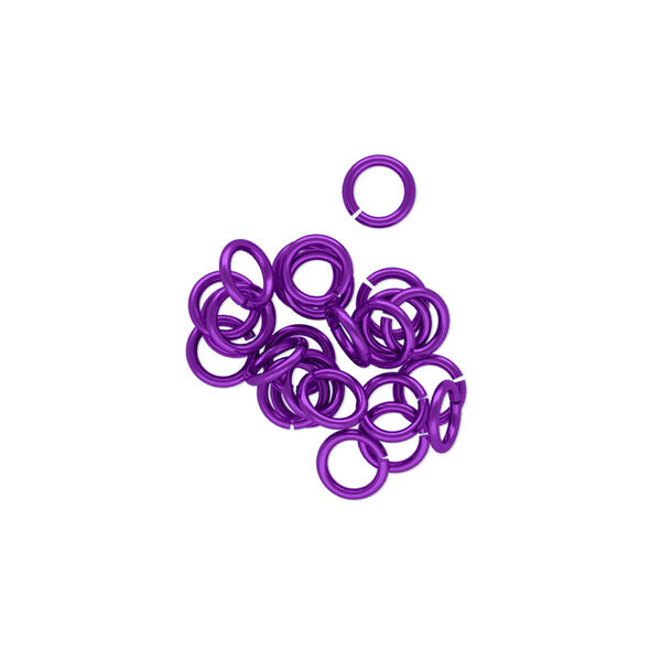 Jump ring, niobium, purple, 5mm round, 3.4mm inside diameter, 20 gauge. Sold per pkg of 25. image number 0