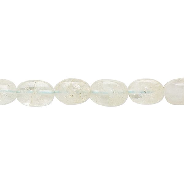 Aquamarine 1pkg1, hand-cut puffed oval bead 14 inch 6x5mm-9x7mm image number 0
