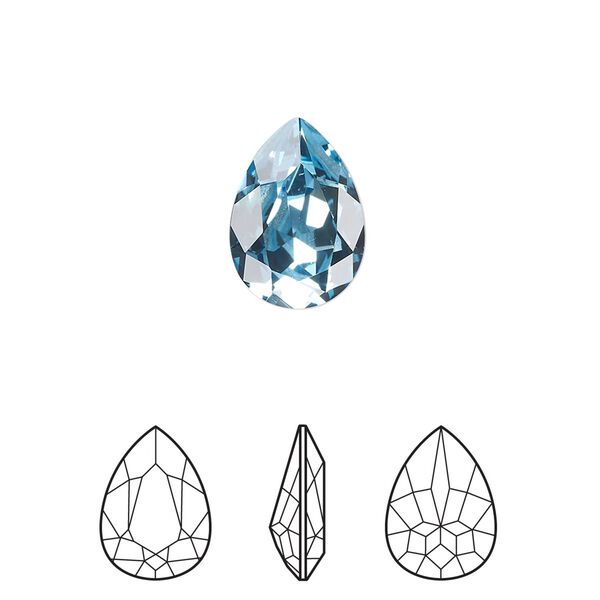 Fancy stone 144pk aquamarine foil back, Swarovski® 14x10mm pear 4320 image number 0